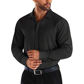 COOFANDY Men's Dress Shirts Wrinkle-Free Long Sleeve Slim Fit Solid Business Button Down Shirt