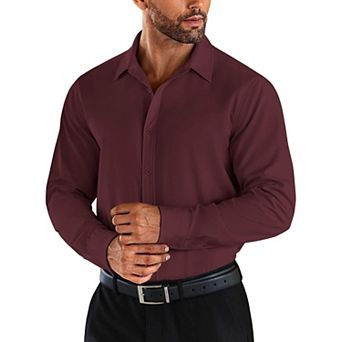 COOFANDY Men's Dress Shirts Wrinkle-Free Long Sleeve Slim Fit Solid Business Button Down Shirt