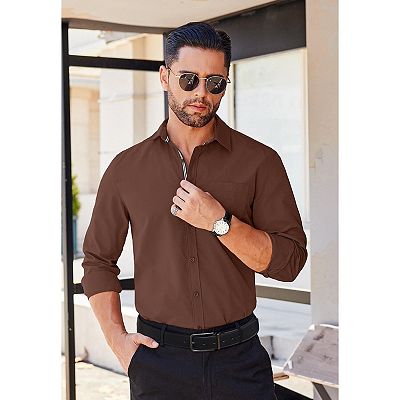 COOFANDY Mens Long Sleeve Button Down Shirts Untucked Shirts for Men Casual Dress  Shirts