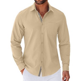 COOFANDY Mens Long Sleeve Button Down Shirts Untucked Shirts for Men Casual Dress Shirts
