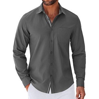 COOFANDY Mens Long Sleeve Button Down Shirts Untucked Shirts for Men Casual Dress Shirts