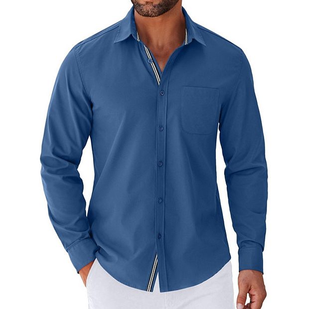COOFANDY Mens Long Sleeve Button Down Shirts Untucked Shirts for Men Casual Dress  Shirts