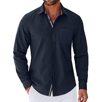 COOFANDY Mens Long Sleeve Button Down Shirts Untucked Shirts for Men Casual Dress Shirts