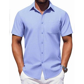 COOFANDY Mens Button Down Short Sleeve Shirt Casual Dress Shirt Untucked Summer Shirts with Pocket