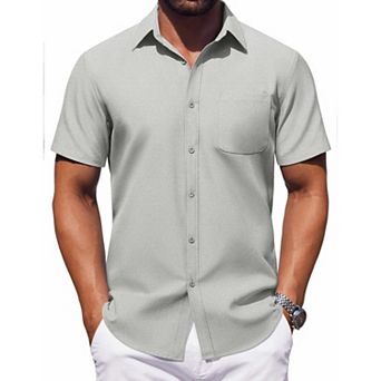 COOFANDY Mens Button Down Short Sleeve Shirt Casual Dress Shirt Untucked Summer Shirts with Pocket