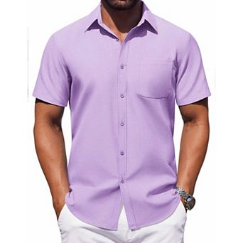 COOFANDY Mens Button Down Short Sleeve Shirt Casual Dress Shirt Untucked Summer Shirts with Pocket