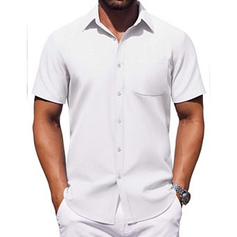 COOFANDY Mens Button Down Short Sleeve Shirt Casual Dress Shirt Untucked Summer Shirts with Pocket