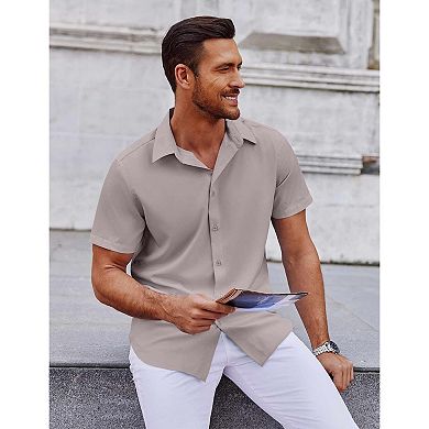 COOFANDY Mens Button Down Short Sleeve Shirt Regular Fit Shirts Business Casual Shirt