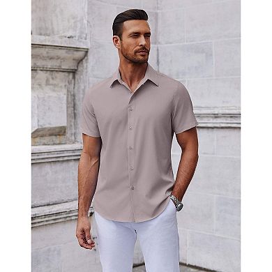 COOFANDY Mens Button Down Short Sleeve Shirt Regular Fit Shirts Business Casual Shirt