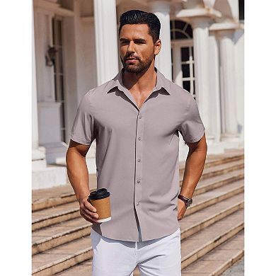 COOFANDY Mens Button Down Short Sleeve Shirt Regular Fit Shirts Business Casual Shirt