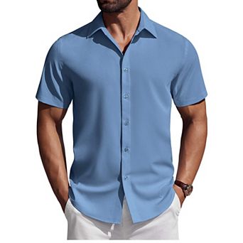 COOFANDY Mens Button Down Short Sleeve Shirt Regular Fit Shirts Business Casual Shirt