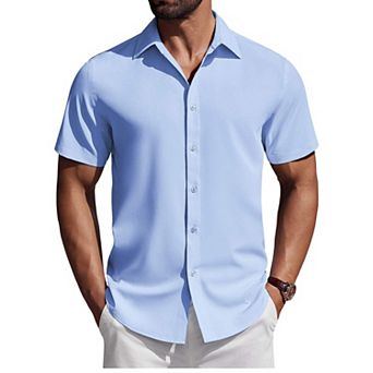 COOFANDY Mens Button Down Short Sleeve Shirt Regular Fit Shirts Business Casual Shirt