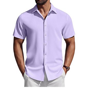 COOFANDY Mens Button Down Short Sleeve Shirt Regular Fit Shirts Business Casual Shirt