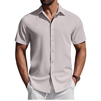 COOFANDY Mens Button Down Short Sleeve Shirt Regular Fit Shirts Business Casual Shirt