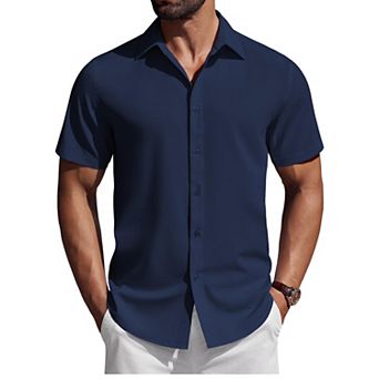 COOFANDY Mens Button Down Short Sleeve Shirt Regular Fit Shirts Business Casual Shirt
