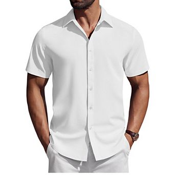 COOFANDY Mens Button Down Short Sleeve Shirt Regular Fit Shirts Business Casual Shirt