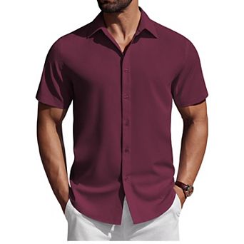 COOFANDY Mens Button Down Short Sleeve Shirt Regular Fit Shirts Business Casual Shirt