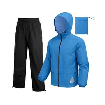 COOFANDY Mens Work Rain Suit Waterproof Lightweight Hooded 2 pc Rainwear Suit