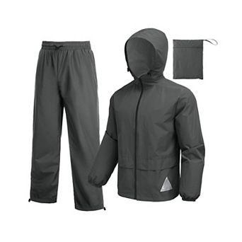 COOFANDY Mens Work Rain Suit Waterproof Lightweight Hooded 2 pc Rainwear Suit