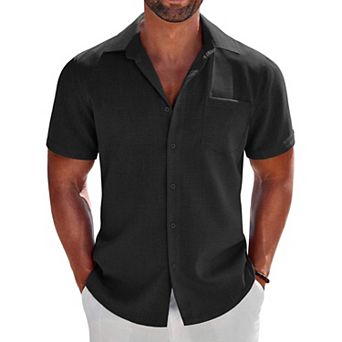 COOFANDY COOFNDY Mens Button Down Short Sleeve Shirt Beach Essentials Men's Short Sleeve Shirts