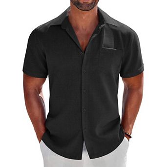 COOFANDY COOFNDY Mens Button Down Short Sleeve Shirt Beach Essentials Men's Short Sleeve Shirts