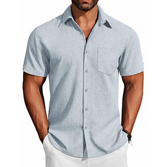COOFANDY COOFNDY Mens Button Down Short Sleeve Shirt Beach Essentials Men's Short Sleeve Shirts