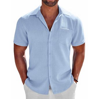 COOFANDY COOFNDY Mens Button Down Short Sleeve Shirt Beach Essentials Men's Short Sleeve Shirts