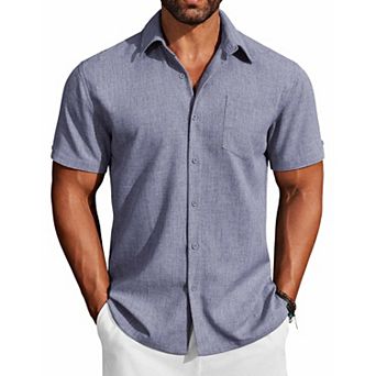 COOFANDY COOFNDY Mens Button Down Short Sleeve Shirt Beach Essentials Men's Short Sleeve Shirts