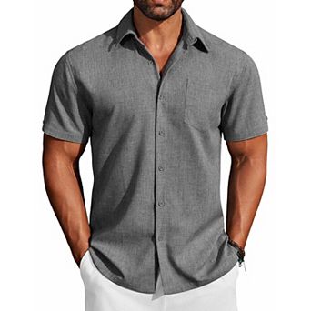 COOFANDY COOFNDY Mens Button Down Short Sleeve Shirt Beach Essentials Men's Short Sleeve Shirts