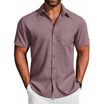COOFANDY COOFNDY Mens Button Down Short Sleeve Shirt Beach Essentials Men's Short Sleeve Shirts