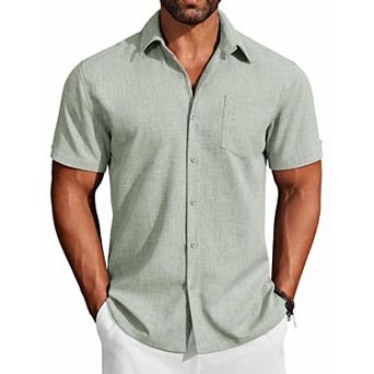 COOFANDY COOFNDY Mens Button Down Short Sleeve Shirt Beach Essentials Men's Short Sleeve Shirts