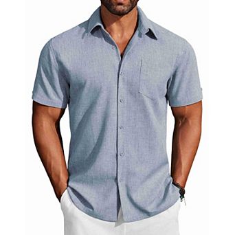 COOFANDY COOFNDY Mens Button Down Short Sleeve Shirt Beach Essentials Men's Short Sleeve Shirts