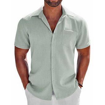 COOFANDY COOFNDY Mens Button Down Short Sleeve Shirt Beach Essentials Men's Short Sleeve Shirts