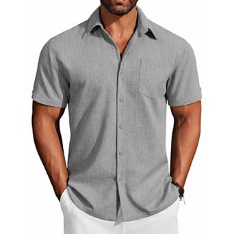 COOFANDY COOFNDY Mens Button Down Short Sleeve Shirt Beach Essentials Men's Short Sleeve Shirts