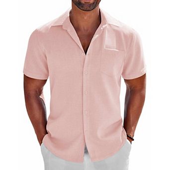 COOFANDY COOFNDY Mens Button Down Short Sleeve Shirt Beach Essentials Men's Short Sleeve Shirts