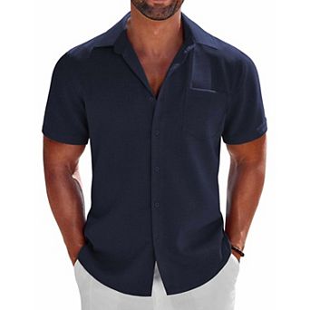 COOFANDY COOFNDY Mens Button Down Short Sleeve Shirt Beach Essentials Men's Short Sleeve Shirts