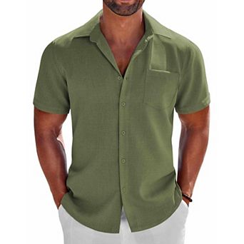 COOFANDY COOFNDY Mens Button Down Short Sleeve Shirt Beach Essentials Men's Short Sleeve Shirts