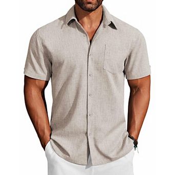 COOFANDY COOFNDY Mens Button Down Short Sleeve Shirt Beach Essentials Men's Short Sleeve Shirts
