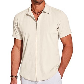 COOFANDY Men's Short Sleeve Button Down Vacation Shirts Business Casual Resort Shirts Cruise Attire