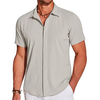 COOFANDY Men's Short Sleeve Button Down Vacation Shirts Business Casual Resort Shirts Cruise Attire