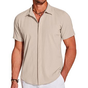 COOFANDY Men's Short Sleeve Button Down Vacation Shirts Business Casual Resort Shirts Cruise Attire