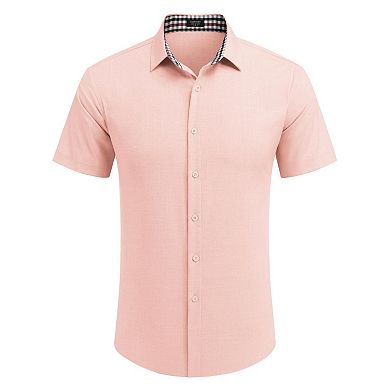 COOFANDY Men's Casual Button Down Shirts Summer Vacation Short Sleeve Linen Beach Shirts