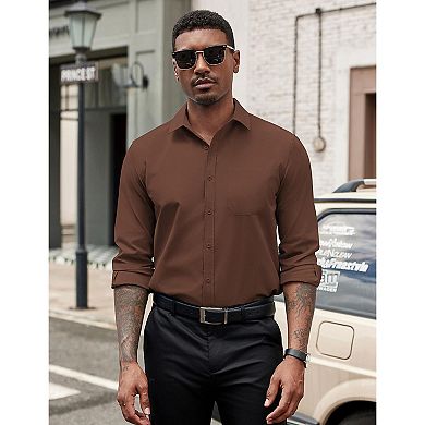 COOFANDY Men Button Down Dress Shirts Long Sleeve Formal Shirt Untucked Polyester Shirt