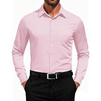 COOFANDY Men Button Down Dress Shirts Long Sleeve Formal Shirt Untucked Polyester Shirt