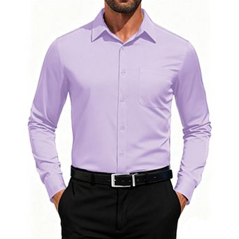 COOFANDY Men Button Down Dress Shirts Long Sleeve Formal Shirt Untucked Polyester Shirt