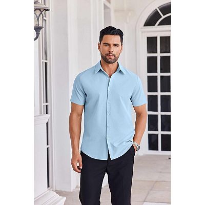 business casual dress shirts Amazon.com: YEEKISUS Mens White Dress Shirts Long Sleeve Button Down Shirts  for Men Classic Regular Fit Formal Casual Business Shirts with Pocket L :  Clothing, Shoes & Jewelry