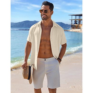 COOFANDY Men Button Down Shirt Short Sleeve Summer Shirt Casual Button Up Shirts for Men