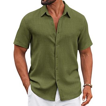 COOFANDY Men Button Down Shirt Short Sleeve Summer Shirt Casual Button Up Shirts for Men