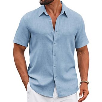 COOFANDY Men Button Down Shirt Short Sleeve Summer Shirt Casual Button Up Shirts for Men