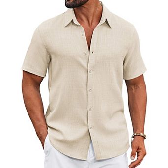 COOFANDY Men Button Down Shirt Short Sleeve Summer Shirt Casual Button Up Shirts for Men